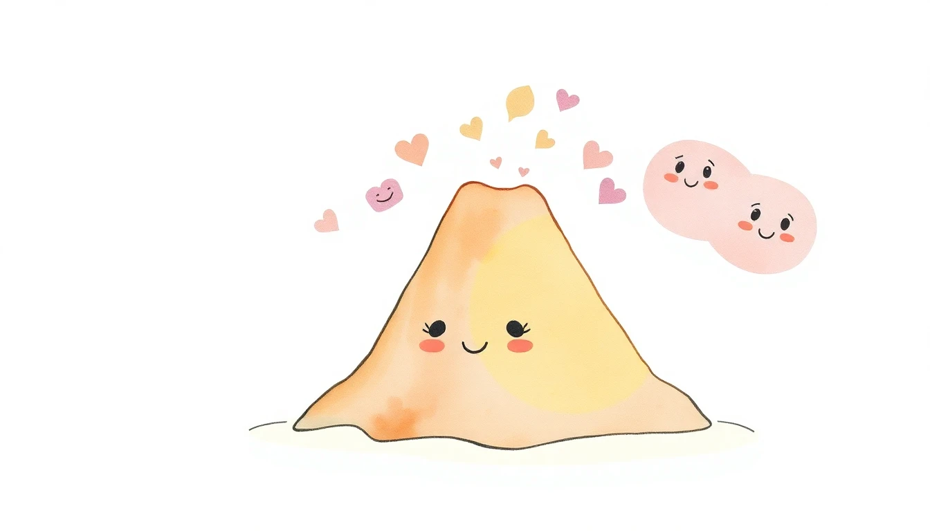 Le petit volcan — illustration aquarelle